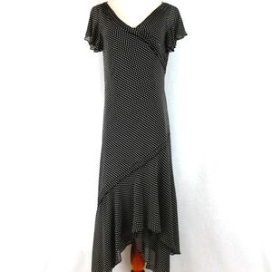 Vintage Adrianna Papell Black & White Polka Dot Silk Dress 1920s Style 10